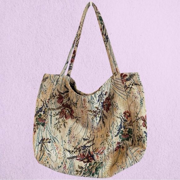 Vintage floral tapestry slouchy tote bag - Picture 4 of 8
